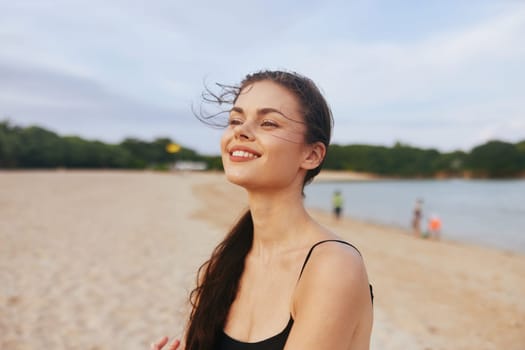 travel woman coast tropical lifestyle beach sand free beautiful holiday relax sea happiness beauty ocean summer smile vacation sunset leisure peaceful