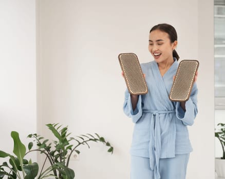 Portrait of asian woman with sadhu boards