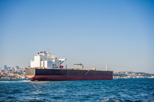 Container cargo ship in the Bosphorus, Istanbul, Turkey.