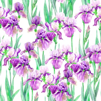 Seamless pattern with watercolor flowers. Hand drawn illustration.