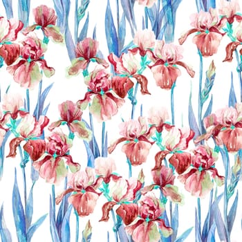 Seamless pattern with watercolor flowers. Hand drawn illustration.