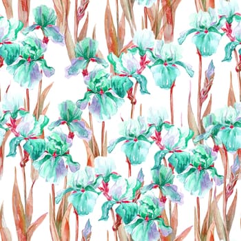 Seamless pattern with watercolor flowers. Hand drawn illustration.