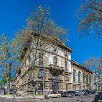 Odessa, Ukraine 02.05.2023. Historical building on the Pushkinskaya street in Odessa, Ukraine, on a sunny spring day