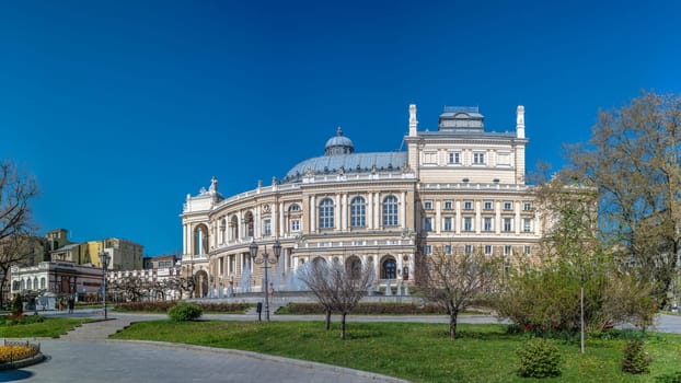 Odessa, Ukraine 02.05.2023. Theater Square in Odessa, Ukraine, on a sunny spring day