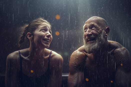 Old people healthy lifestyles, Gym, Fitness, doing sport, Elderly, people hiking and happy fitness , relax trekking together. Health, wellness , sport active lifestyle motivation with cardio