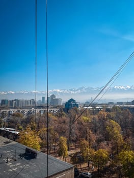 view from a multi-storey building on the autumn city.