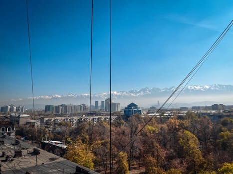 view from a multi-storey building on the autumn city.