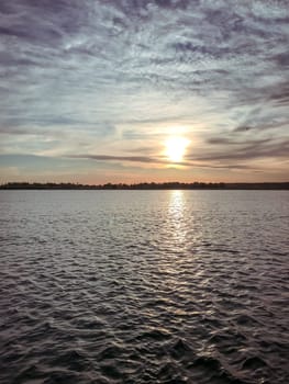 beautiful summer sunset on the lake of kazakhstan.