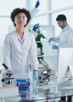 Scientists smiling together in lab