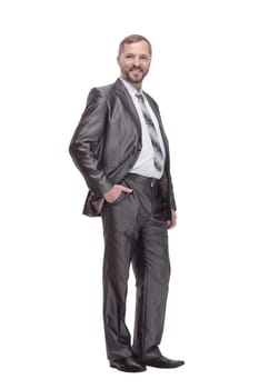 in full growth. handsome business man. isolated on a white background.