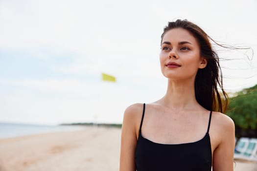 woman walking nature lifestyle young beauty smile sunlight sunset vacation beach freedom leisure beautiful person sand running ocean summer travel sea