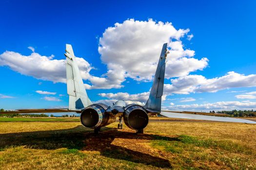 McMinnville, Oregon - August 31, 2014: Military fighter aircraft Mikoyan Gurevich MiG-29 "Fulcrum" on exhibition at Evergreen Aviation & Space Museum.