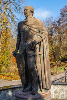 Uman, Ukraine 07.11.2020. Monument to the founder of the park "Sofiyivka" Stanislav Pototsky