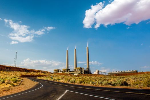 Page, Arizona - JUNE 3, 2013: The coal fired Navajo Generating Plant is said to be one of the 12th "dirtiest" power plants in the US.