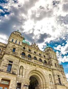 Parliament buildings located in Victoria, British Columbia, Canada.