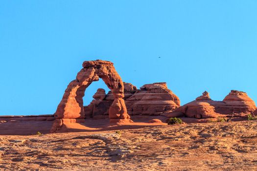 Delicate Arch at sun rise, in Arches National Park, Utah