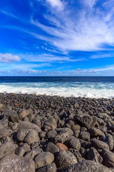 Black sand beach at Kaimu beach park, Big Island, Hawaii.