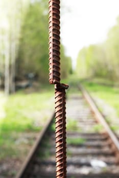 An abandoned old railway in the middle of the forest