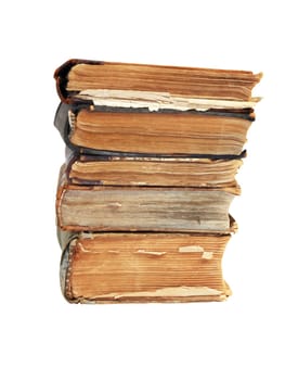 Set of various old books on white background isolated with clipping path