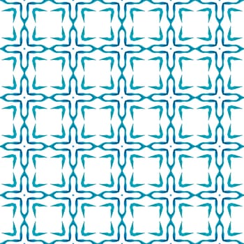 Hand drawn tropical seamless border. Blue majestic boho chic summer design. Textile ready wondrous print, swimwear fabric, wallpaper, wrapping. Tropical seamless pattern.