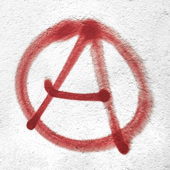 Anarchy symbol on wall. Ideal for textures, backgrounds and concepts. Copy space.