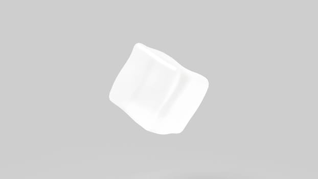 Ice cube rotate on grey 3d render