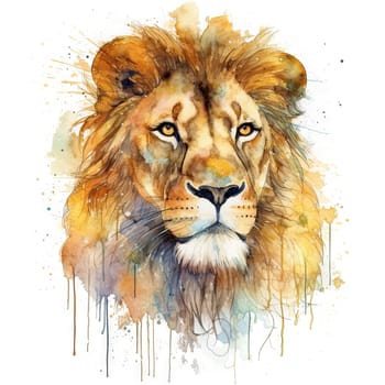 Watercolor illustration of a majestic lion - generative AI - AI generated