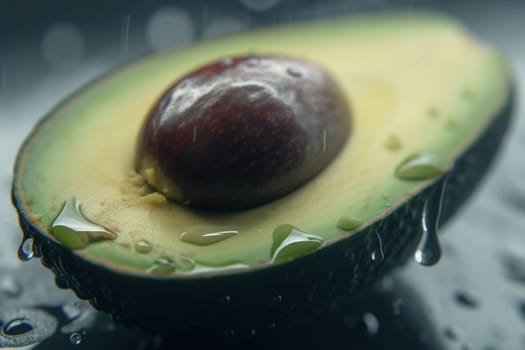 ripe avocado. water droplets on the peel of a green avocado. High quality photo