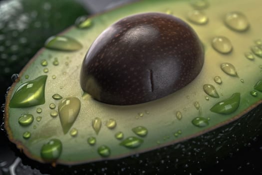 ripe avocado. water droplets on the peel of a green avocado. High quality photo