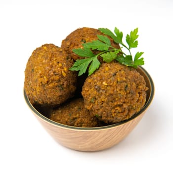 Whole and half falafel isolated on a white background closeup, High quality photo