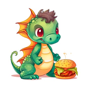 Cute Dragon cartoon, Kawaii. Magic perfect for Nursery Wall children isolated on transparent background, baby shower card, t shirt. Ai generative