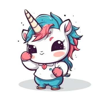 Cute Cartoon Baby Unicorn isolated on a transparent background. ideal for t-shirt prints, stickers, mugs, sublimation and scrapbooking paper. Ai generative