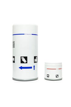 Oil filters for the compressor on a white background. High quality photo