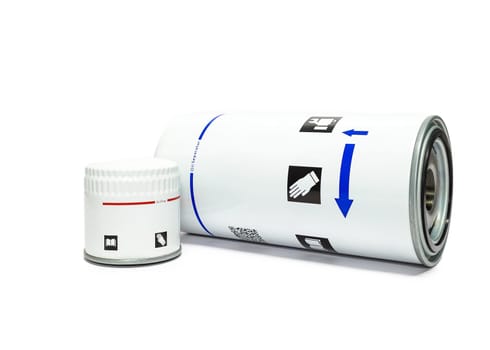 Oil filters for the compressor on a white background. High quality photo
