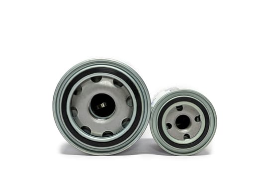 Oil filters for the compressor on a white background. High quality photo
