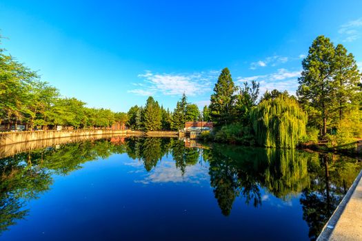 Pond of Riverfront park at downtown Spokane, Washington
