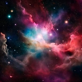 Outer space with its stunning depiction of a cosmic nebula.. AI Generative