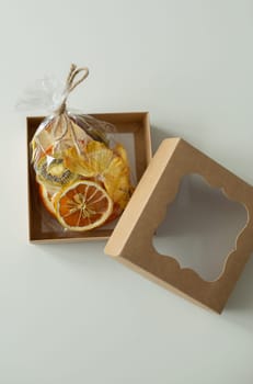 Gift set of various fruits - candied fruits. Dessert is a gift.