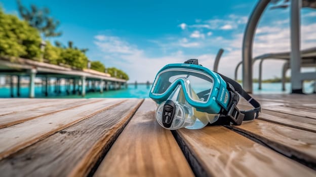 Snorkeling mask and tube. AI Generative.