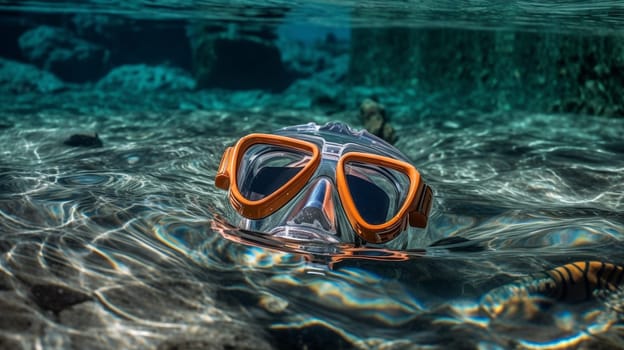 Snorkeling mask and tube. AI Generative.