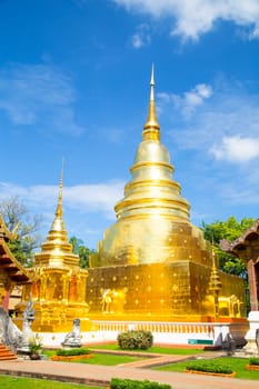 Wat Phra Sing Temple with blue sky of Chiangmai Thailand