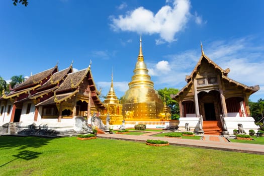 Wat Phra Sing Temple with blue sky of Chiangmai Thailand