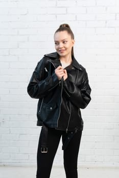 jacket background isolated clothes casual clothing leather style white black fashion design zipper