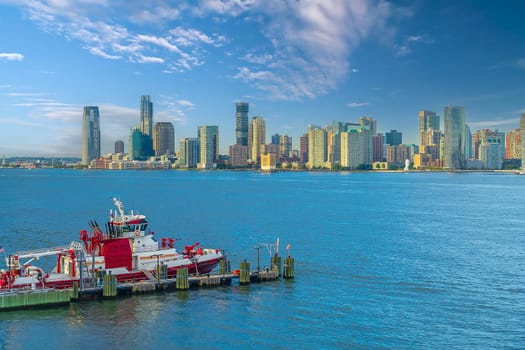 Cityscape of Jersey City skyline  from Manhattan New York City  