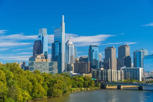 Philadelphia downtown city skyline, cityscape of  Pennsylvania USA