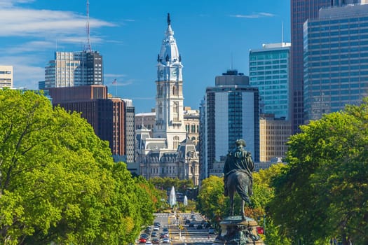 Philadelphia downtown city skyline, cityscape of  Pennsylvania USA