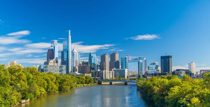 Philadelphia downtown city skyline, cityscape of  Pennsylvania USA