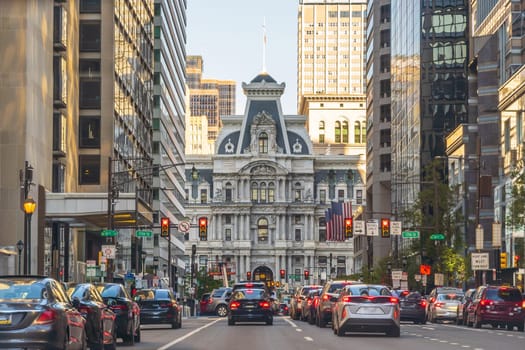 Philadelphia downtown city skyline, cityscape of  Pennsylvania USA