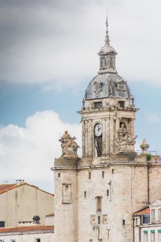 The clock tower in La Rochelle in La Rochelle in Charente-Maritime region in France