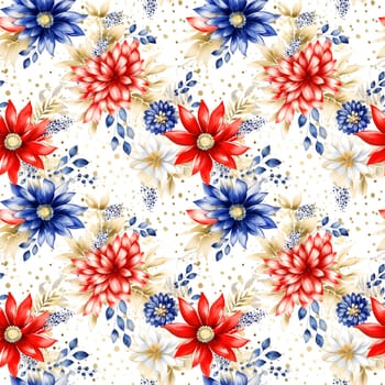 Red and Blue Watercolor Digital Paper patriotic pattern. Seamless Pattern design for scrapbook paper.. Background for Independence Day DIY craft and sublimation design.